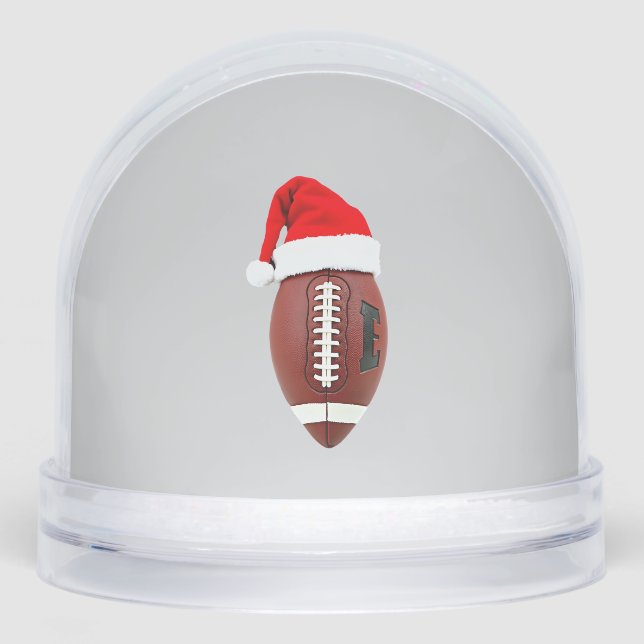 Christmas American Football Ball Santa Hat (3) Snowglobe (Front)