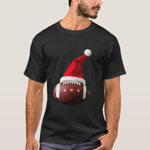 Christmas American Football Ball Santa Hat (3) T-Shirt