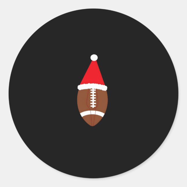 Christmas American Football Ball Santa Hat (4) Classic Round Sticker (Front)