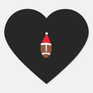 Christmas American Football Ball Santa Hat (4) Heart Sticker