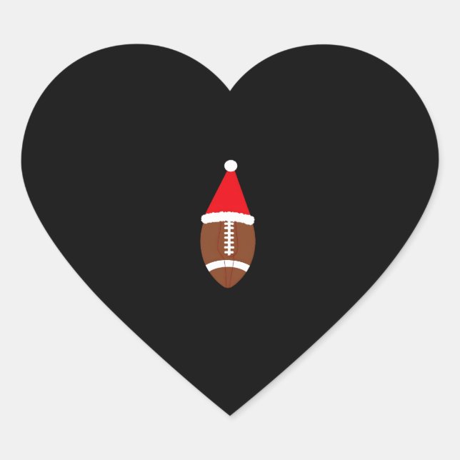 Christmas American Football Ball Santa Hat (4) Heart Sticker (Front)