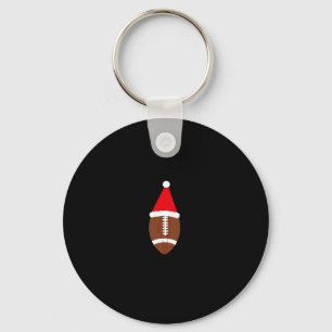 Christmas American Football Ball Santa Hat (4) Key Ring