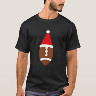 Christmas American Football Ball Santa Hat (4) T-Shirt
