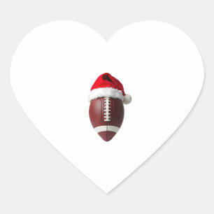 Christmas American Football Ball Santa Hat Heart Sticker