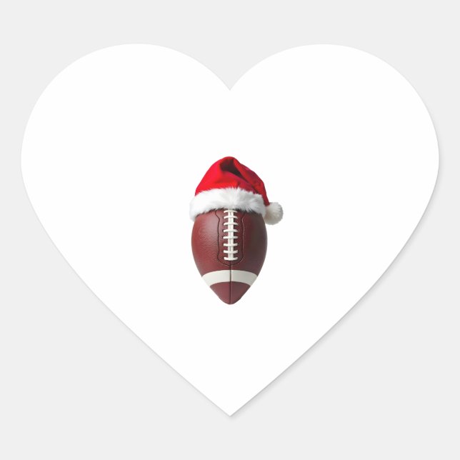 Christmas American Football Ball Santa Hat Heart Sticker (Front)