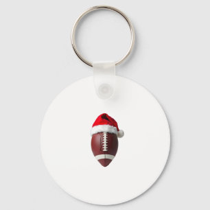 Christmas American Football Ball Santa Hat Key Ring