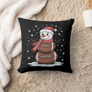 Christmas American Football Snowman Xmas Sport Cushion