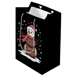 Christmas American Football Snowman Xmas Sport Medium Gift Bag