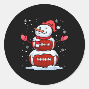 Christmas American Football Snowman Xmas Sport Men Classic Round Sticker