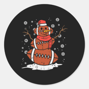 Christmas American Football Snowman Xmas Sport Men Classic Round Sticker