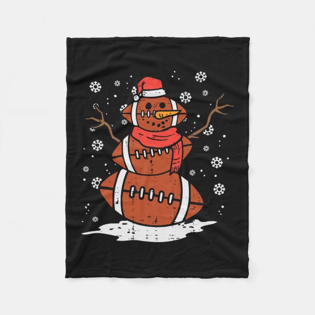 Christmas American Football Snowman Xmas Sport Men Fleece Blanket (Front)