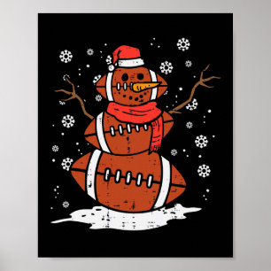 Christmas American Football Snowman Xmas Sport Men Poster