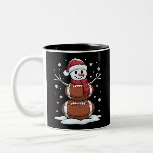 Christmas American Football Snowman Xmas Sport Two-Tone Coffee Mug
