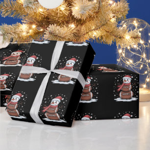 Christmas American Football Snowman Xmas Sport Wrapping Paper