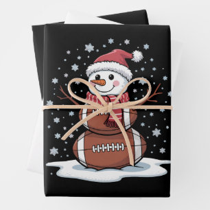 Christmas American Football Snowman Xmas Sport  Wrapping Paper Sheet
