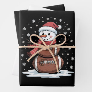 Christmas American Football Snowman Xmas Sport Wrapping Paper Sheet