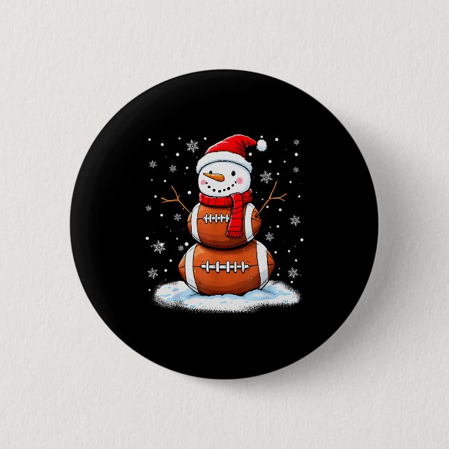 Christmas American Football Snowman Xmas Srt Men B 6 Cm Round Badge (Front)