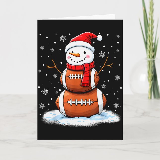 Christmas American Football Snowman Xmas Srt Men B Card (Front)