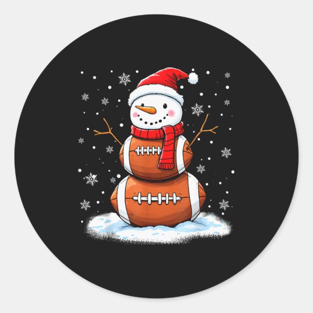 Christmas American Football Snowman Xmas Srt Men B Classic Round Sticker (Front)