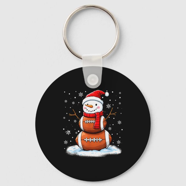 Christmas American Football Snowman Xmas Srt Men B Key Ring (Front)