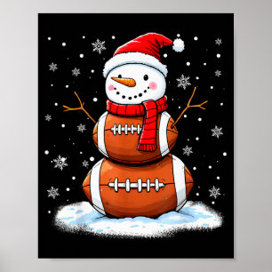Christmas American Football Snowman Xmas Srt Men B Poster