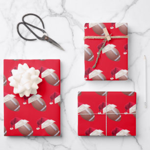 Christmas American Football Sports Santa Holiday Wrapping Paper Sheet