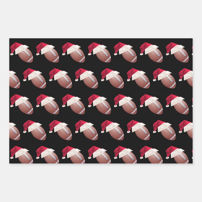 Christmas American Football Sports Santa Holiday Wrapping Paper Sheet (Front)