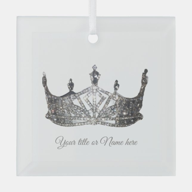 Christmas American Pageant Crown  Glass Tree Decoration (Front)
