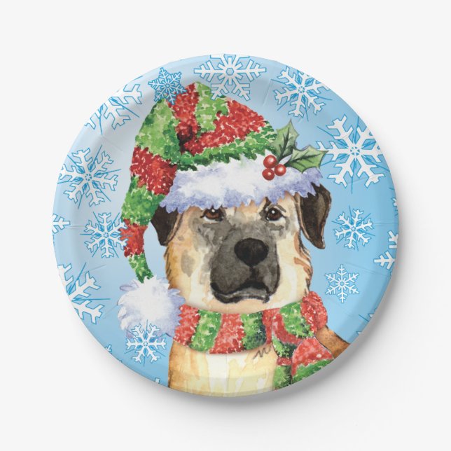 Christmas Anatolian Shepherd Paper Plates (Front)