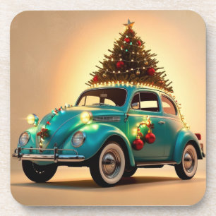 christmas and a vintage car coaster