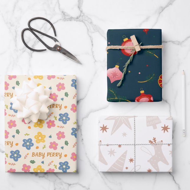 Christmas And Baby Shower Wrapping Paper  (Front)