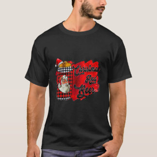 Christmas And Beer Santa Hat T-Shirt