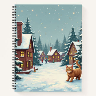 Christmas and Cat Spring Notes Notebook