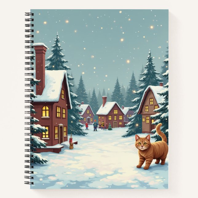 Christmas and Cat Spring Notes Notebook (Front)