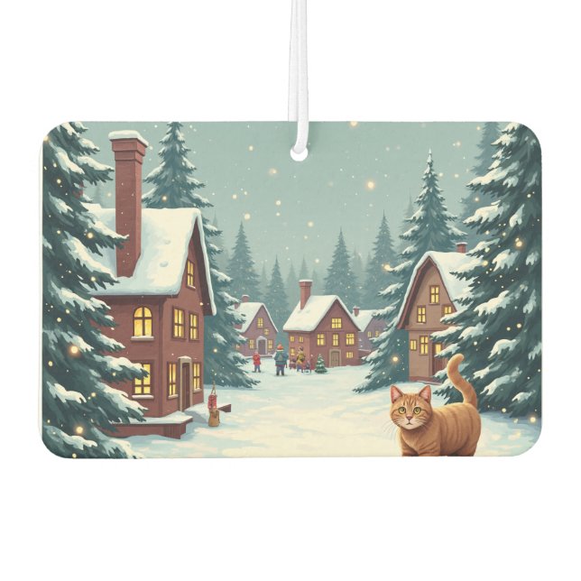 Christmas and Cats Car Air Freshener (Front)