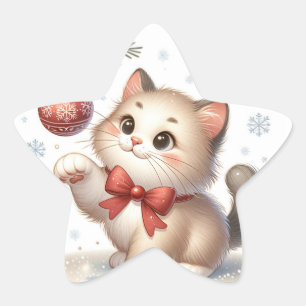 Christmas and cats star sticker