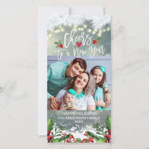 Christmas and Cheers to a New Year Greeting Photo Holiday Card