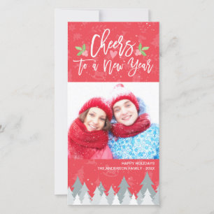 Christmas and Cheers to a New Year Greeting Photo Holiday Card