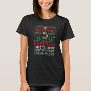 Christmas and Cheetah Make Me Happy  Animal Xmas T-Shirt