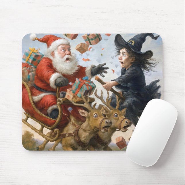 Christmas and  Halloween Collision in Mid-air Mouse Mat (With Mouse)