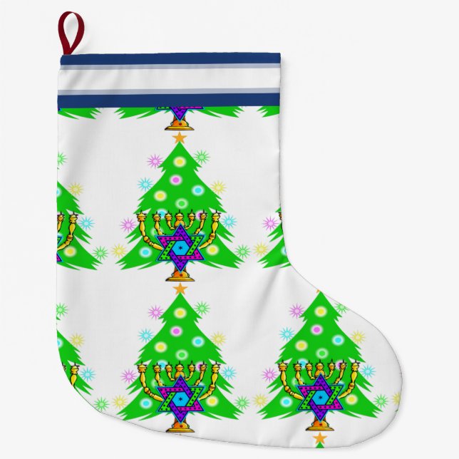 Christmas and Hanukkah Large Christmas Stocking (Front)