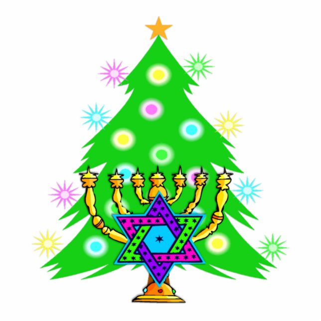 Christmas and Hanukkah Together Photo Sculpture Decoration (Front)