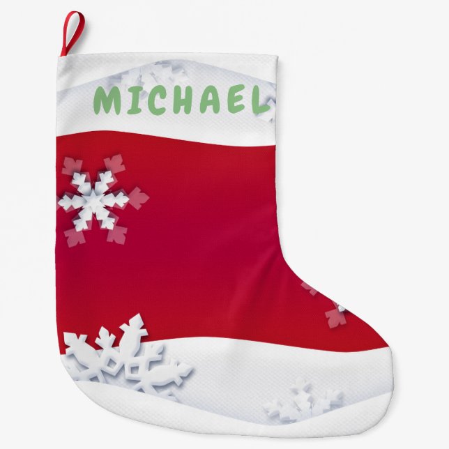 Christmas and Happy New Year! Monogram Large Christmas Stocking (Front)