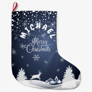 Christmas and Happy New Year! Monogram Large Christmas Stocking