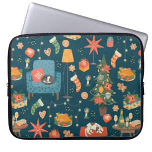 Christmas and Happy New Year seamless pattern. Swe Laptop Sleeve