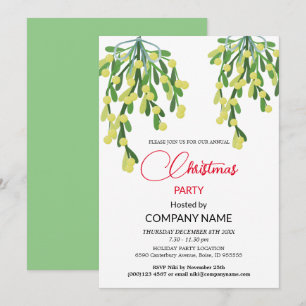 Christmas  and Mistletoe Decorations Corporate Inv Invitation
