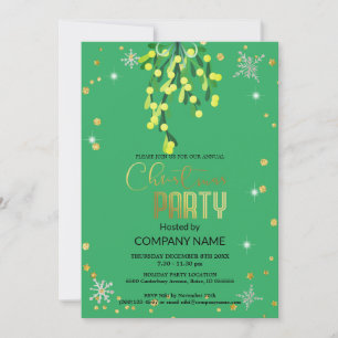 Christmas and  Mistletoe green, snowflake diamonds Invitation