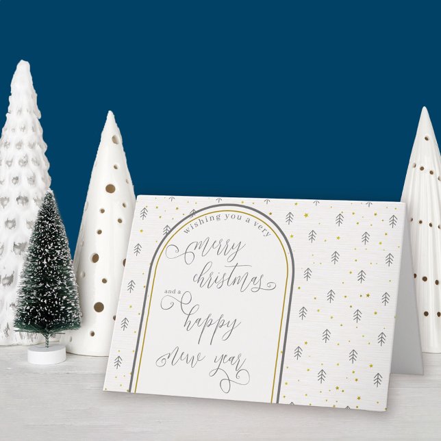 Christmas and New Year Calligraphy and Nordic Pine Holiday Card (Christmas & New Year holiday card available professionally printed or as printable digital download)