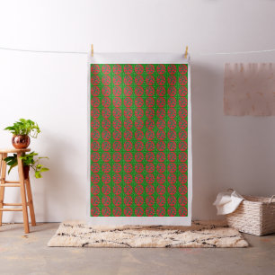 Christmas and new year green red patterned design fabric