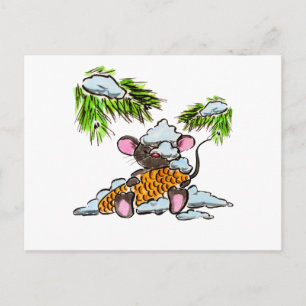 Christmas and New Year mouse with a cone Postcard